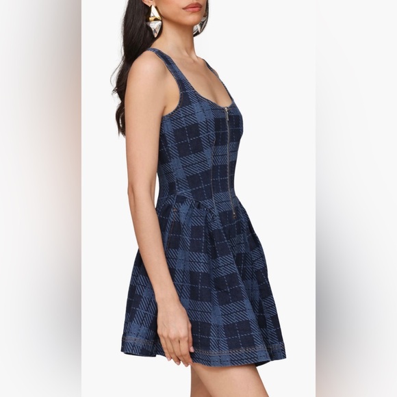 Avec Les Filles plaid half zip drop waist mini dress - Picture 4 of 12